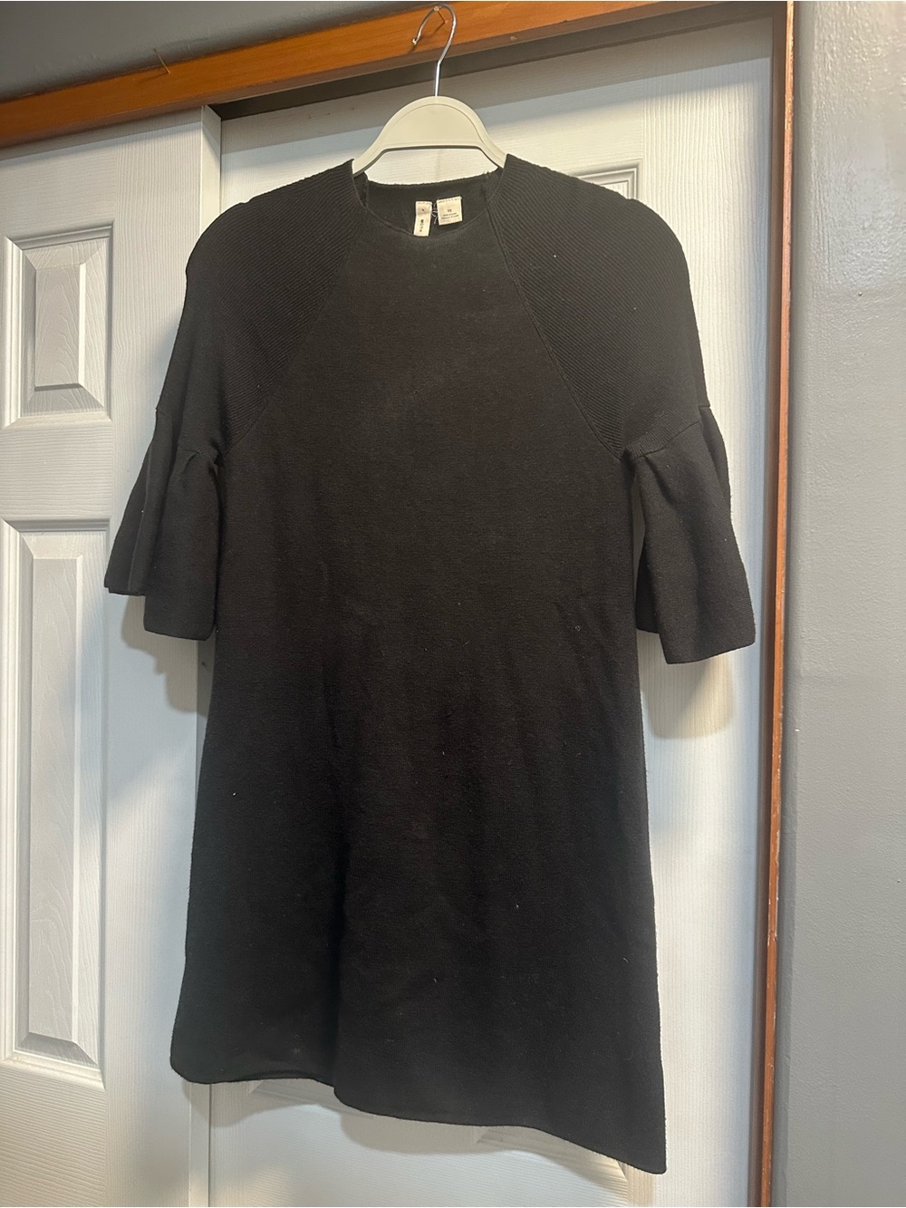 Moth Black Short-Sleeve Knit Mini Dress